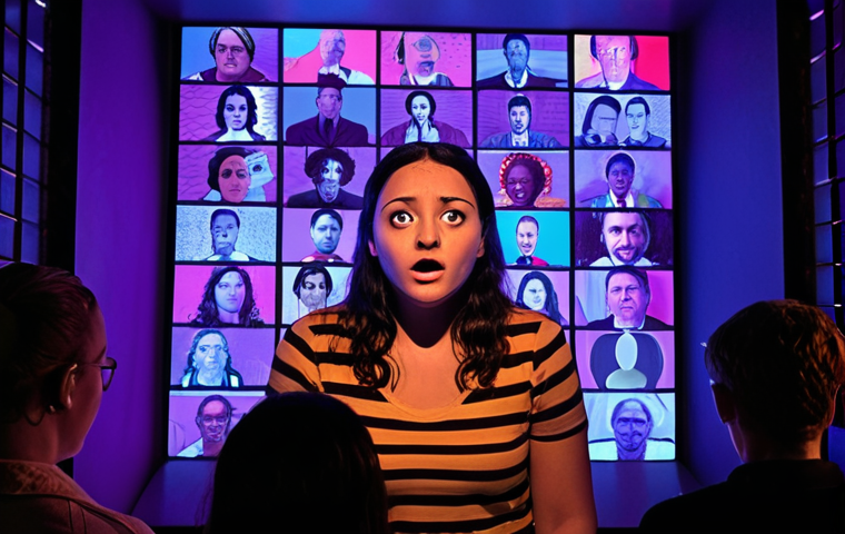 Interactive Online Theatre Performance**

Prompt: "A vibrant, immersive online theatre performance. Show diverse audience members engaging via interactive screens, influencing the plot with real-time votes and choices. Emphasize the sense of community and unique, unrepeatable experience, with creative digital projections and dynamic lighting."

**
