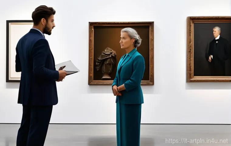 미술문화기획사의 직무 연관성 높은 학문 분야 - "Inside a bright, contemporary Italian museum, a diverse group of visitors, including families and y...