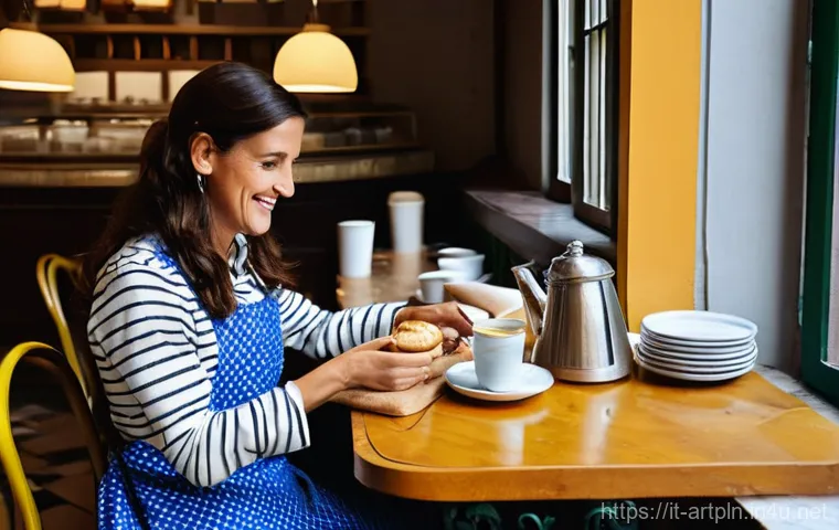 미술문화기획사의 직무 전환 성공 경험담 - **Prompt:** A professional Italian woman in her late 30s/early 40s, sitting at a modern, bright co-w...