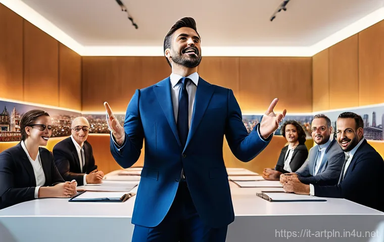 미술문화기획사의 협상 및 설득 전략 - **Prompt:** A detailed shot of an intimate, sunlit cafe inside a modern art gallery in Bologna, Ital...