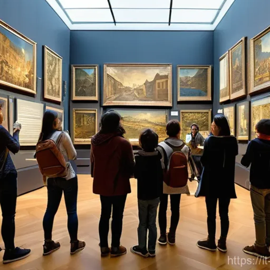 미술문화기획사의 실무 트레이닝 후기 - **Prompt: A vibrant, detailed illustration showcasing an interactive art exhibition on Leonardo da V...