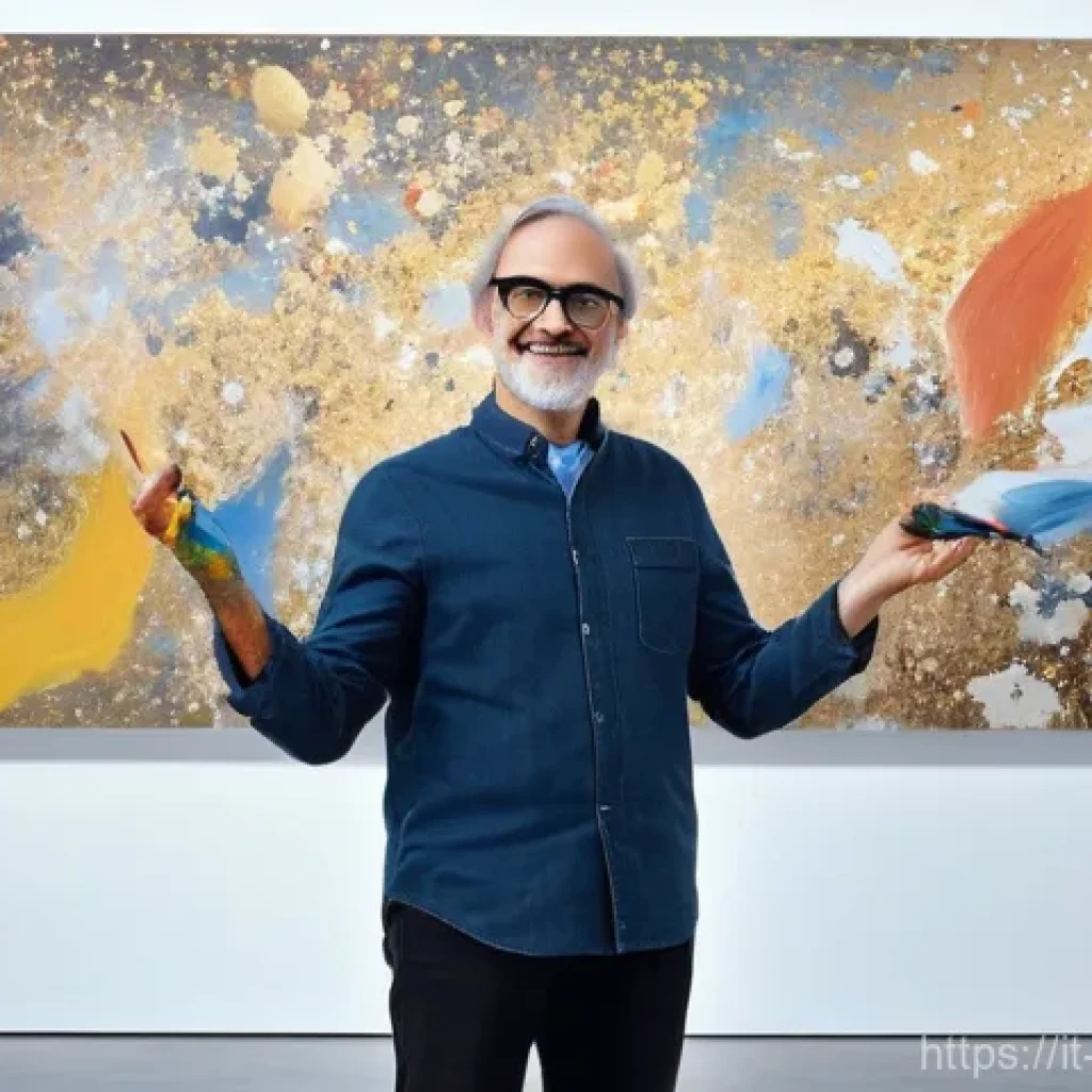 미술문화기획사의 최신 기술 활용 사례 - **An Italian artist's studio where traditional art meets AI.** A stylish, middle-aged Italian artist...