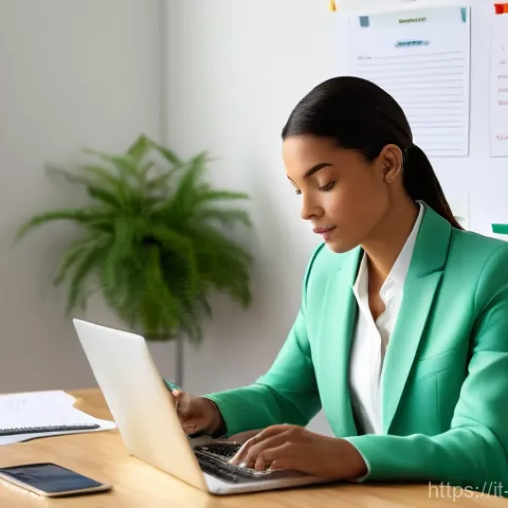 미술문화기획사 자격 시험 준비 스케줄 - **Prompt:** A young, determined professional woman, elegantly dressed in a tailored blazer and slack...