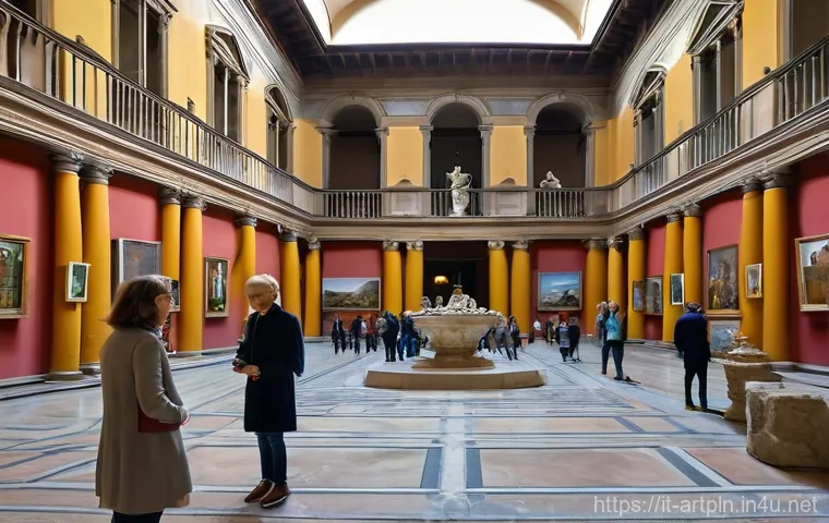 미술문화기획사의 전시기획 주요 요소 - **Prompt:** A grand art exhibition opening in a meticulously restored ancient noble palazzo in Flore...