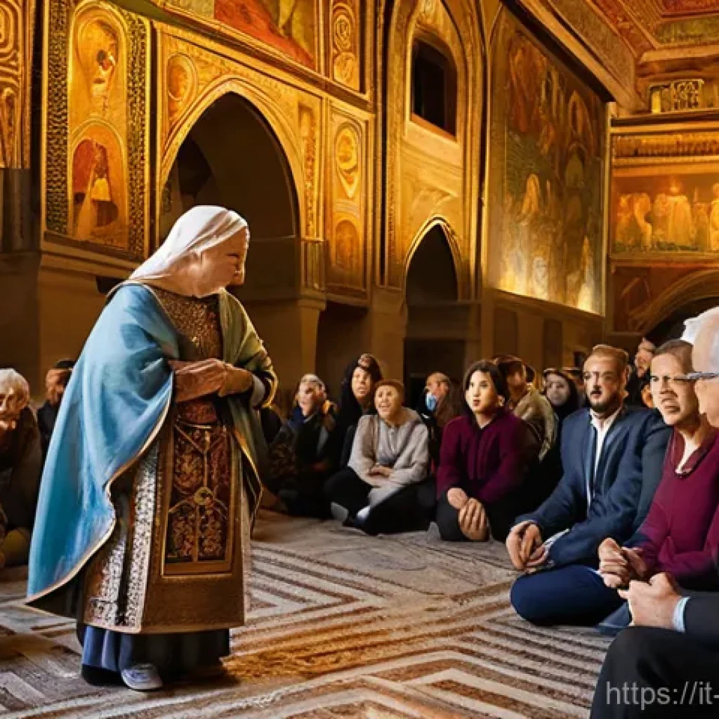 미술문화기획사의 효과적인 소통 방법 - **A Vibrant Cultural Storytelling Session:** A diverse group of people, spanning multiple generation...