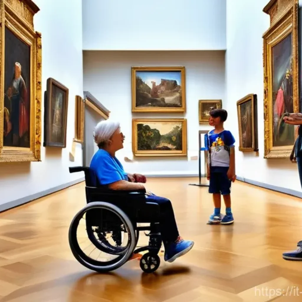 미술문화기획사의 주요 윤리적 과제 - **Prompt for Inclusion and Accessibility:**
    A vibrant, sunlit scene inside a grand, historic Ita...