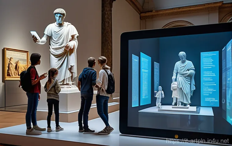 미술문화기획사 업계의 AI 활용 현황 - **AI-Enhanced Ancient Heritage & Interactive Museum Journey**
    A vibrant image depicting an ancie...