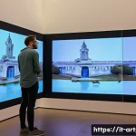 Home 22 미술문화기획사의 글로벌 채용 트렌드 - **Digital Renaissance at the Museum:** A vibrant, high-definition image capturing a bustling, modern...