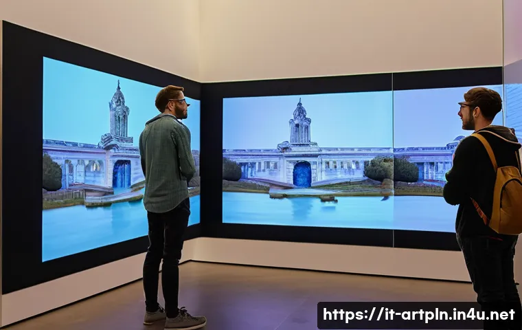 미술문화기획사의 글로벌 채용 트렌드 - **Digital Renaissance at the Museum:** A vibrant, high-definition image capturing a bustling, modern...