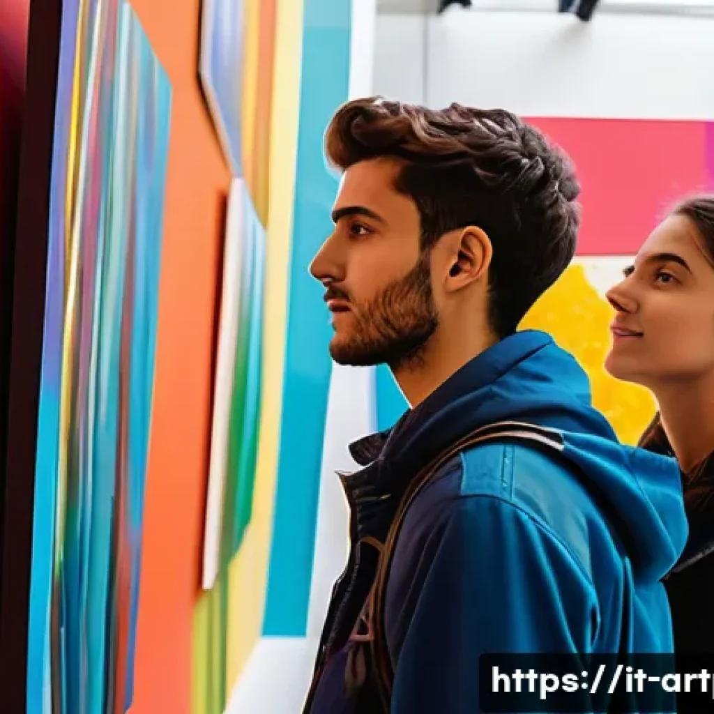 미술문화기획사의 주요 과제 해결 방법 - A vibrant interactive contemporary art exhibition in a modern Italian gallery, featuring diverse vis...