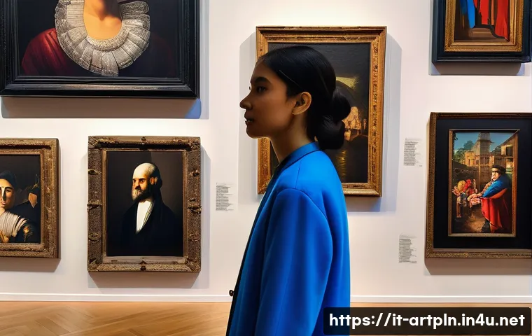 미술문화기획사의 산업별 특화 사례 - A modern art gallery event featuring immersive augmented reality installations: visitors wearing cas...