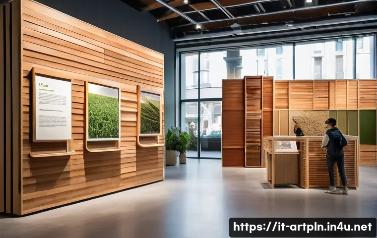 미술문화기획사의 지속 가능한 전시 기획 사례 - A contemporary exhibition space in Milan featuring eco-friendly modular panels made from natural fib...