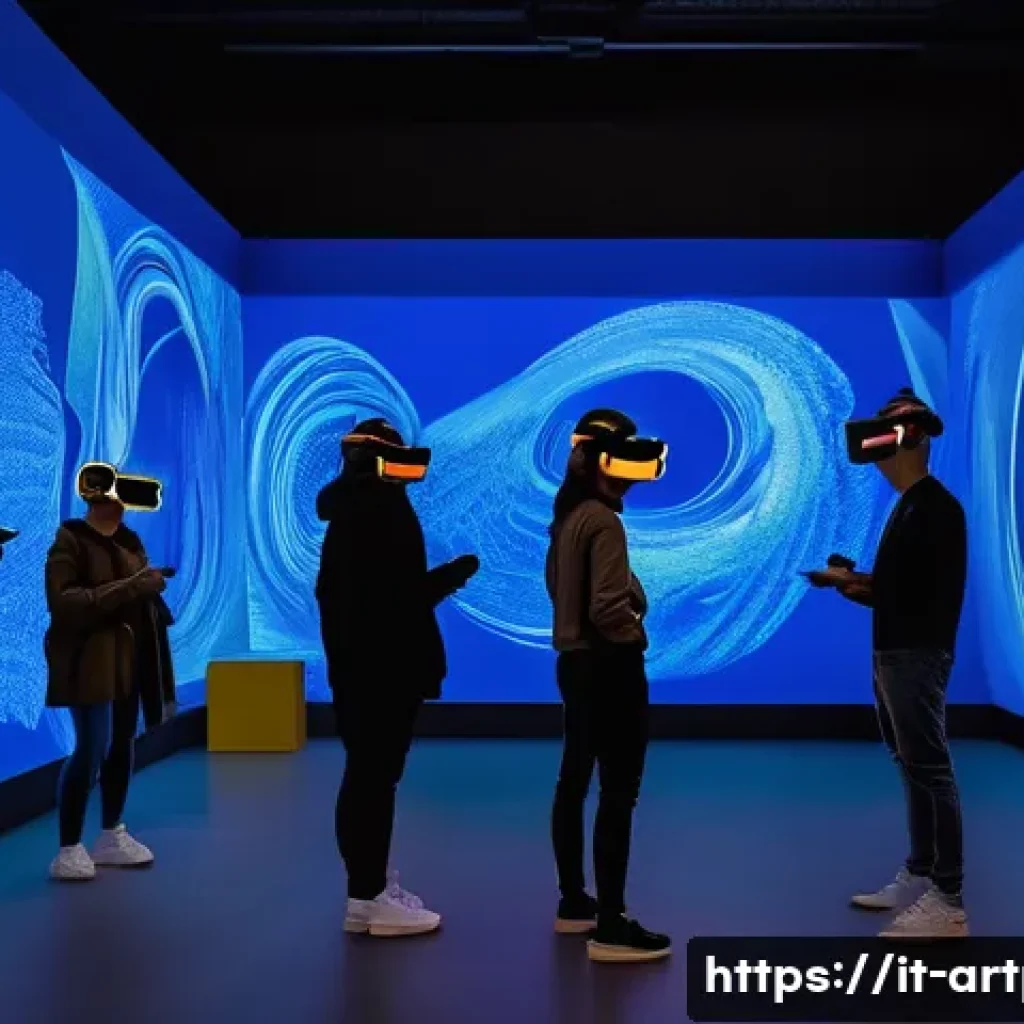 미술문화기획사의 창의적 문제 해결 스토리 - A vibrant cultural exhibition space in Milan featuring visitors of diverse ages wearing casual cloth...