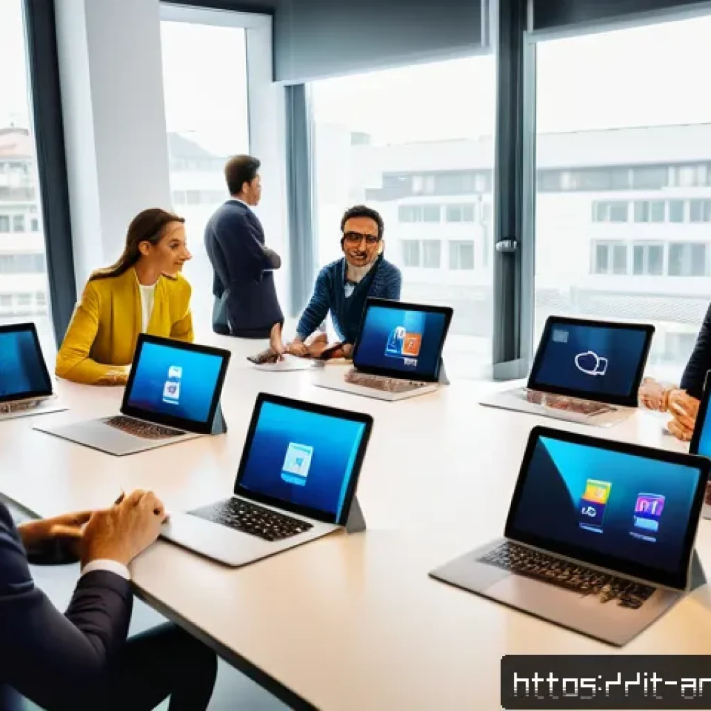 미술문화기획사의 효율적인 스케줄 관리 - A modern office scene in Milan, Italy, showing a diverse creative team gathered around a large table...