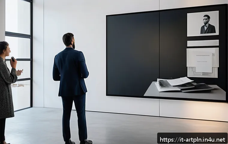 미술문화기획사의 포트폴리오 구성 방법 - A sophisticated contemporary art portfolio presentation scene, featuring an elegant workspace with a...