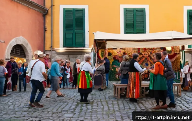 미술문화기획사의 직무 관련 주요 규제 - A vibrant community art event in a charming Italian town square during golden hour, featuring divers...