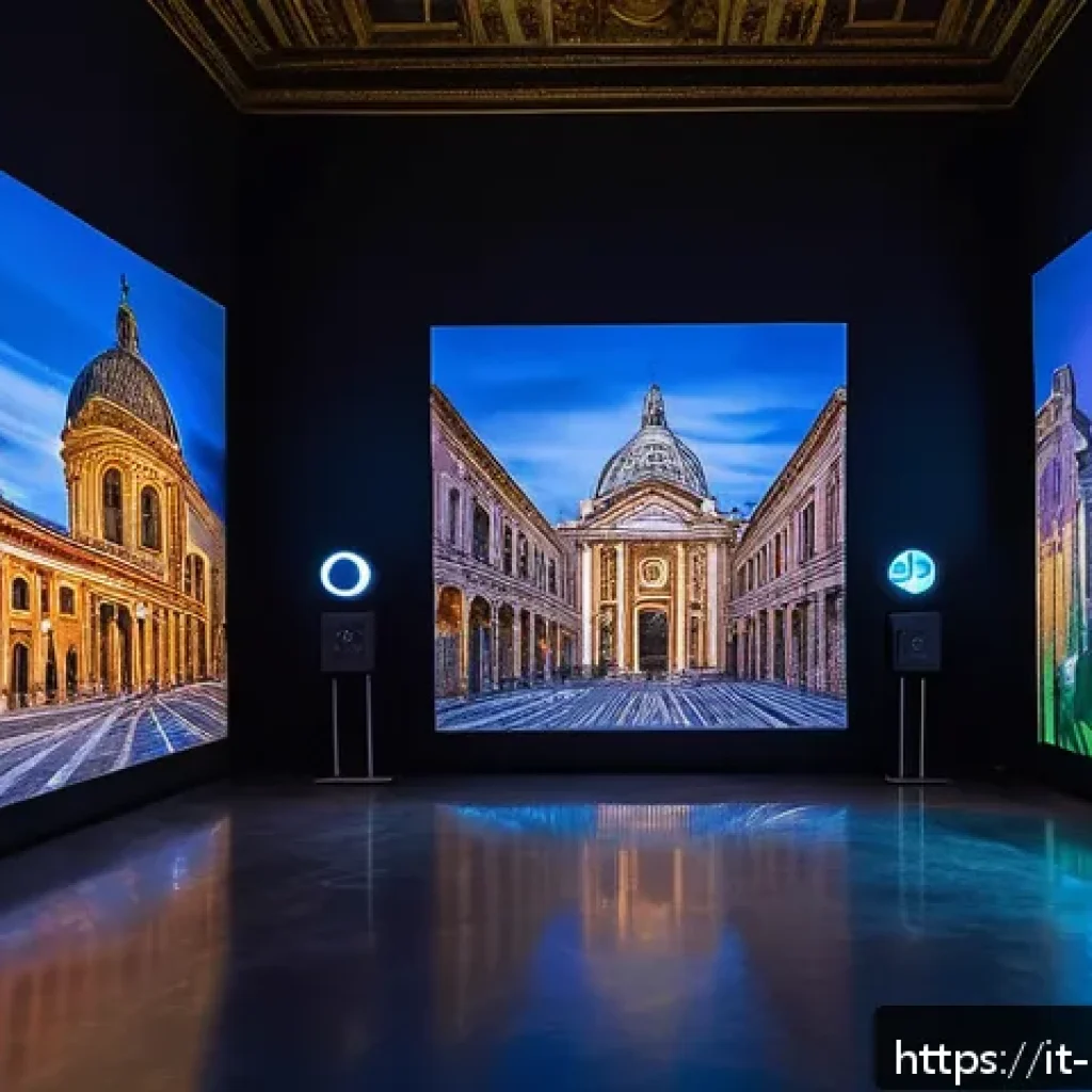 미술문화기획사의 창의성 발휘 사례 - A large immersive multisensory art installation inside a historic Italian museum, combining vibrant ...