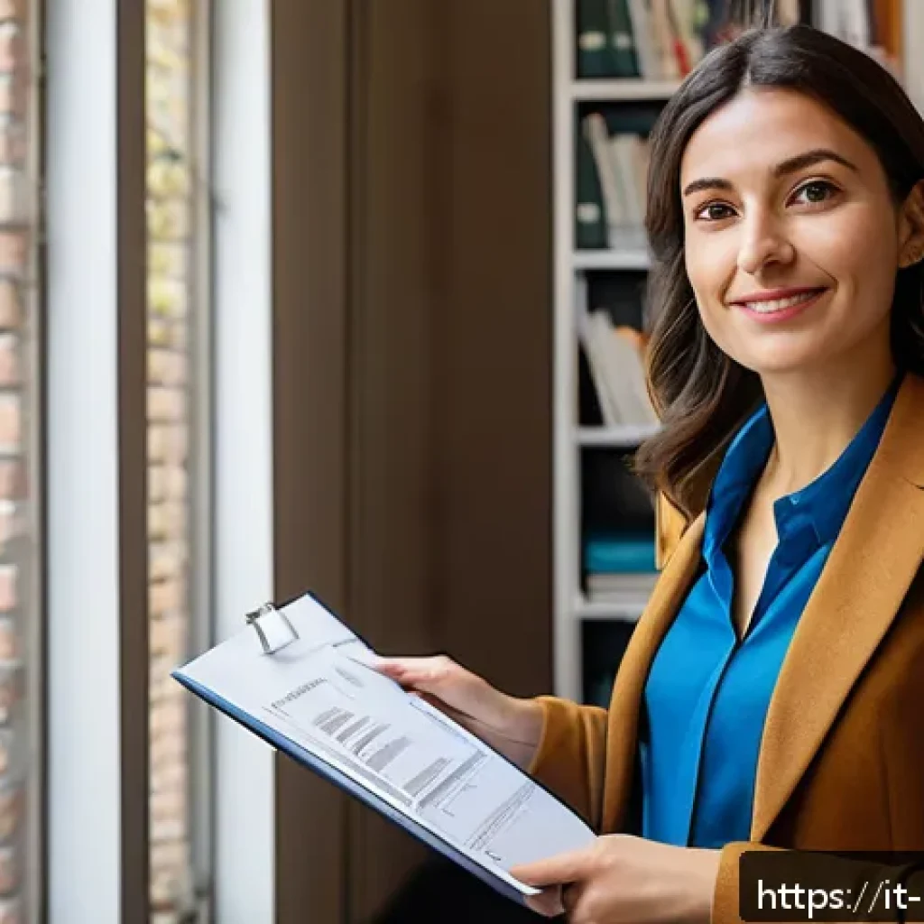 미술문화기획사의 연봉 협상 성공 사례 - A professional woman in her early 30s, confidently negotiating a salary in a modern Italian cultural...