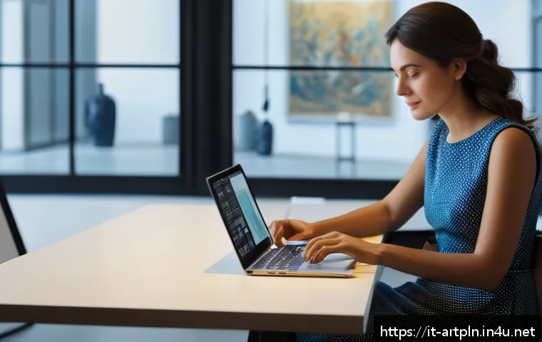 미술문화기획사 관련 이직 사유 분석 - A professional woman in her early 30s, dressed in smart casual attire with a cultural arts backgroun...