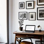 Home 20 미술문화기획사의 직무 경험담 블로그 운영법 - A cozy and elegant cultural blog writer’s workspace in a stylish Milan apartment, featuring a vintag...