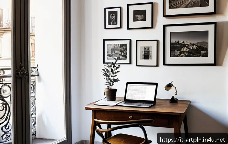 미술문화기획사의 직무 경험담 블로그 운영법 - A cozy and elegant cultural blog writer’s workspace in a stylish Milan apartment, featuring a vintag...