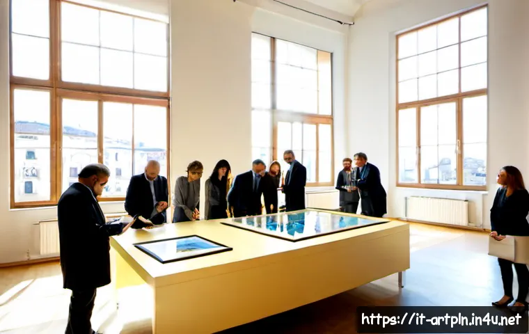 미술문화기획사의 업계 성장 가능성 - Photorealistic Italian art culture planning agency meeting in a bright Milan loft office, diverse cr...