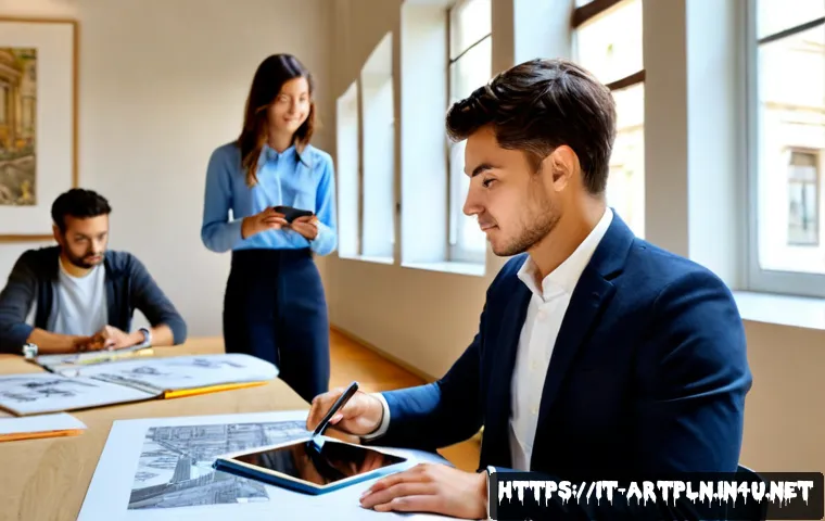 Home 17 미술문화기획사의 인턴십 경험 후기 - Photorealistic internship scene inside a contemporary Italian art and cultural planning agency in Mi...